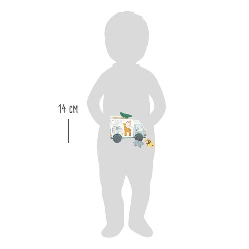 Safari Truck Shape Sorter by Small Foot – 2-in-1 Wooden Car & Puzzle - 6 Piece Sorting Game with Jungle Animals – Playset Teaches Concentration & Motor Skills – Ages 12+ Months