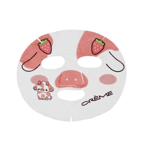 The Crème Shop Be Milky, Skin! Animated Strawberry Cow Face Mask - Vegan Collagen Infused Sheet Mask for Brightening Dark Spots - Youthful, Pure Glow - Soothes & Brightens Complexion (3 Pack)