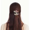 Exquisite Jeweled Heart & Butterfly Hair Clips: Pink & Clear Rhinestone Crystals, Gold Metal Clasp - Set of 2 - Elegant Hair Accessories for Special Occasions - 2" W X 1" H"