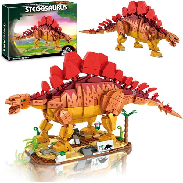 HIGH GODO Dinosaur Building Blocks Set, STEM Stegosaurus Dino World Park Building Bricks Educational Toy, Creative Gifts for Boys Kids 8+ (697 Pcs)