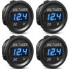 Frienda 4 Pieces DC 12V Car Voltage Gauge LED Display Waterproof Voltmeter Digital Round Panel Voltmeter Compatible with Vehicle Motorcycle Truck Camper Caravan ATV UTV Car Boat (Blue)