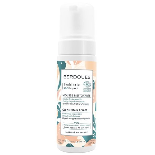 BERDOUES Probiotic Age Respect Cleansing Foam | Gentle Face Cleanser That Removes Makeup & Impurities | Soap Free Foam that Leaves The Skin Clean, Soft & Fresh For Normal To Oily Skin - 5.07 Fl.oz
