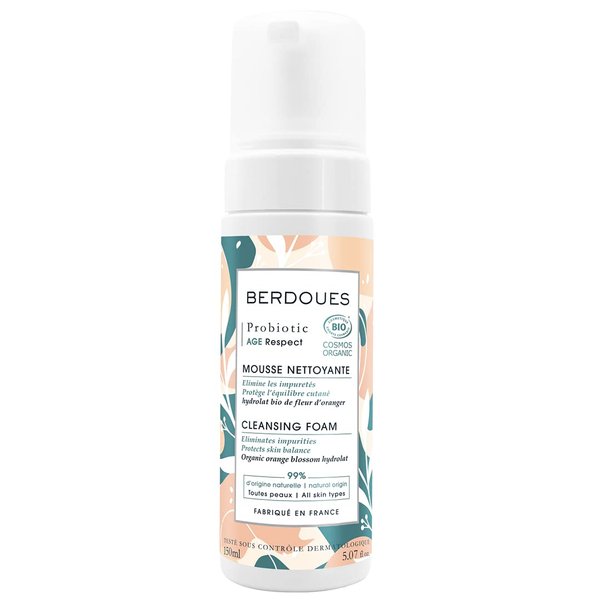 BERDOUES Probiotic Age Respect Cleansing Foam | Gentle Face Cleanser That Removes Makeup & Impurities | Soap Free Foam that Leaves The Skin Clean, Soft & Fresh For Normal To Oily Skin - 5.07 Fl.oz