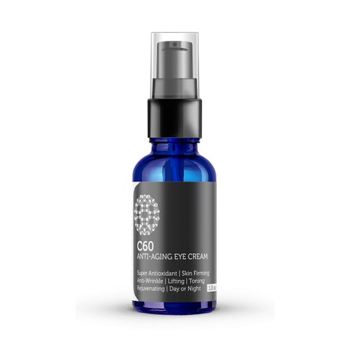 PureC60OliveOil.com C60 Anti-Aging Eye Cream 30ml with Matrixyl 3000, Tripeptide-5, Hydrating Botanical Hyaluronic Acid and Vitamin C for Men & Women Made with Organic Ingredients