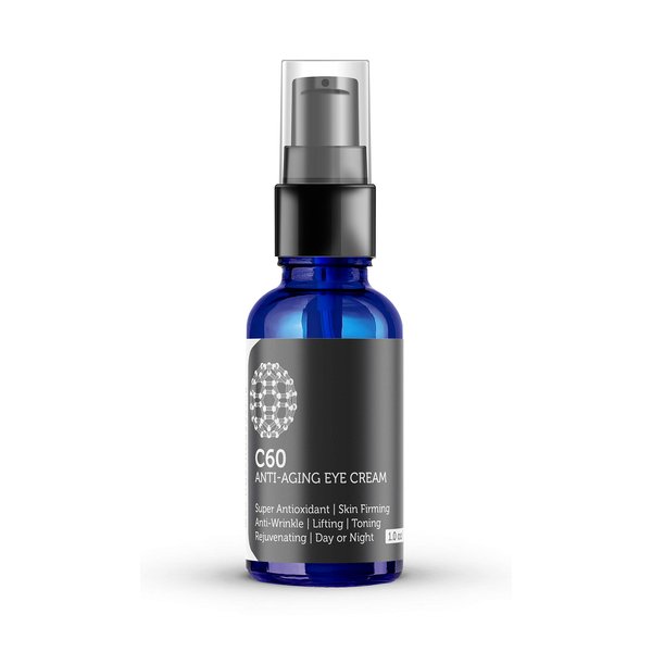 PureC60OliveOil.com C60 Anti-Aging Eye Cream 30ml with Matrixyl 3000, Tripeptide-5, Hydrating Botanical Hyaluronic Acid and Vitamin C for Men & Women Made with Organic Ingredients