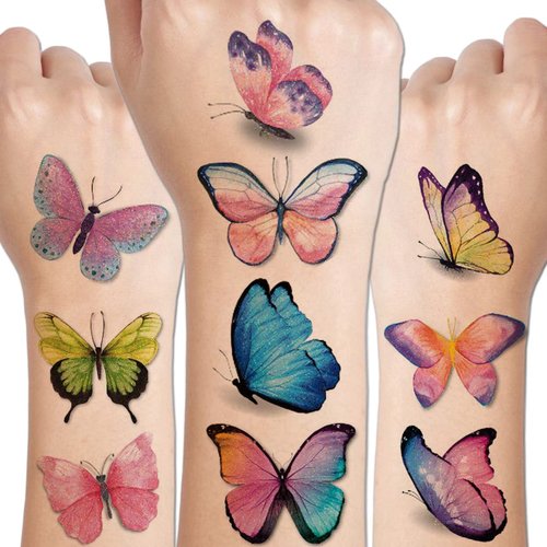 CHARLENT Glitter Butterfly Temporary Tattoos for Girls - 14 Sheets Glitter Butterfly Tattoos for Girls Birthday Party Favors Goodie Bag Fillers