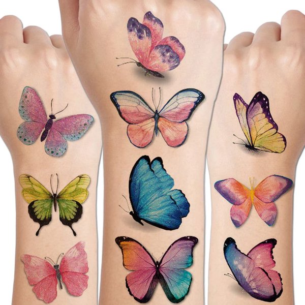 CHARLENT Glitter Butterfly Temporary Tattoos for Girls - 14 Sheets Glitter Butterfly Tattoos for Girls Birthday Party Favors Goodie Bag Fillers