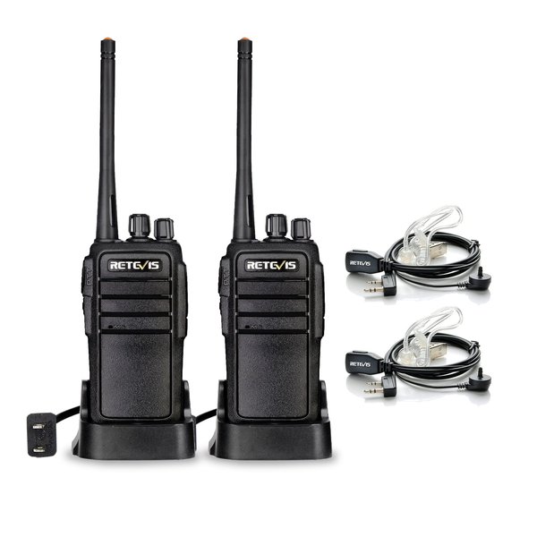 Retevis RT21 Walkie Talkies with Earpiece and Mic Set, Adults Long Range 2 Way Radios, Portable FRS Two-Way Radios(2 Pack)