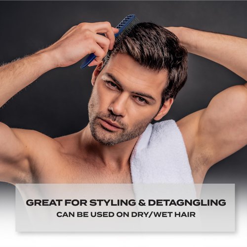 TADA MEN Hair Brush for Men Comb for Men and Women Styling Hairbrush Mens for Styling (Navy)