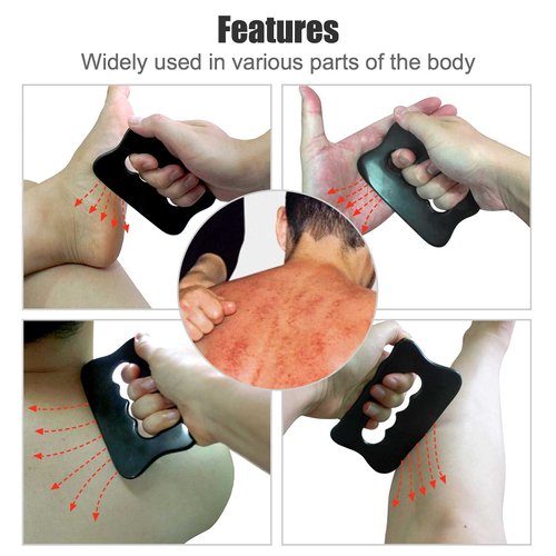 Gua Sha Massage Tool, Bian Stone Gua Sha Tool Gua Sha Stone for Soft Tissue Scraping, Used for Back, Legs, Arms, Neck,Shoulder(Black)