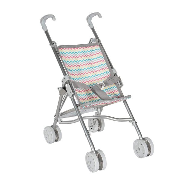 Adora Baby Doll Stroller with Fun Design, Adjustable Sun Cover, Doll Accessory Storage and Removable Stroller Seat That fits Dolls up to 18", Birthday Gift for Ages 3+ - Zig Zag Rainbow