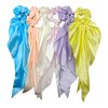 Silk Hair Scarf Scrunchies: 6-Piece Set With Elegant Satin Bow Pestal Colors Accents For Versatile Styling Options