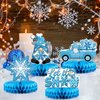 Pasimy 12 Pcs Hello Winter Honeycomb Centerpieces Let It Snow Party Decorations Winter Wonderland Table Toppers Christmas Table Centerpieces Winter Table Decor for Xmas Holiday Birthday Party Supplies