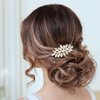 Unicra Rhinestone Bride Wedding Hair Comb Crystal Bridal Hair Piece Bridesmaids Hair Accessories for Women Prom Party Hair Clips (Gold)