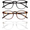 Przene 3 Pack Blue Light Blocking Glasses Women/Men,Retro Round Computer Glasses Anti Eye Strain/UV/Glare, Gaming Glasses. (Black/Crystal/Amber)