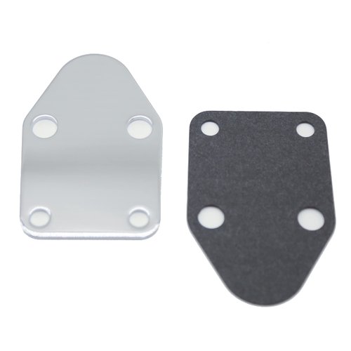 MitasQ Kauklibna Fuel Pump Plate, Chrome Fuel Pump Block Off Plate with Gasket for SBC 283 327 305 350 383 400 SB Engine