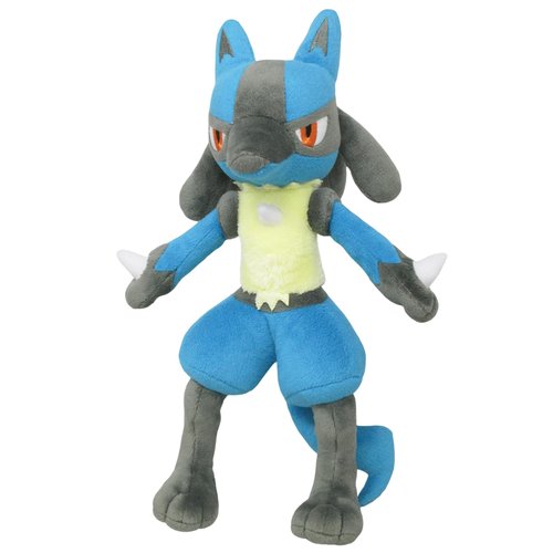 Sanei Pokemon All Star Series Lucario Stuffed Plush, 12", Black, Blue (PP12)