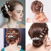 9 Pieces Pearl Bride Wedding Hair Comb Pearl Hair Pins Set Silver Bridal Side Comb U Shape Bridal Hair Clip Pearl Bobby Pins Updos Hair Piece Wedding Hair Accessories for Women Girls