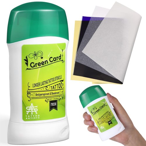15Pcs Tattoo Transfer Paper and Gel Kit: Tattoo Transfer Gel for Transfer Stickers Paper Machine Stencils - Temporary Tattoo Supplies - Green Soap for Tattooing Tattoo Deodorant Stick