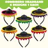 JOYIN 6 PCS Cinco De Mayo Fiesta Fabric Sombrero Headbands Party Costume for Fun Fiesta Hat Party Supplies, Luau Event Photo Props, Mexican Theme Decorations and Party Favors