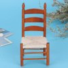 Dollhouse Chair, Miniature Wooden Vintage Chair for 1:12 Dolls DIY Dollhouse Accessories(Red Brown)