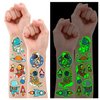 Partywind Glow Space Tattoos for Kids, 150 Styles Luminous Spaceship Planets Astronaut Fake Tattoo Stickers for Space Birthday Party Supplies, Cute Goodie Bag Stuffers for Boys