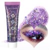 BADCOLOR Purple Face Body Glitter Gel, Holographic Shimmer Chunky Glitters Makeup for Hair Nails Eye Lips, Music Festival Concert Rave Accessories Party, Long Lasting Sparkling Mermaid Sequins Gel Kit