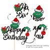 1 PCS Green Monster Happy Birthday Cake Topper Assembled Glitter Santa Hat Green Christmas Gifts Christmas Cake Pick for Merry Christmas Theme Baby Shower Kids Birthday Party Decorations Supplies