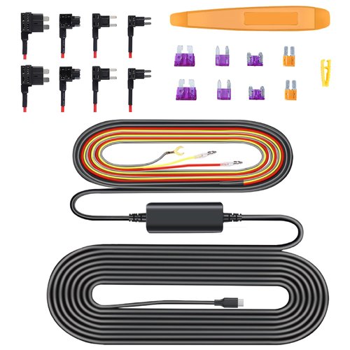 ARIFAYZ Type C Dash Cam Hardwire Kit Dual Dash Cam Q4 Front and Rear, Hardwire Kit Fuse for Dash Camera with Fuse Taps and Installation Tools, Low Voltage Protection for Dash Cam 11.5ft