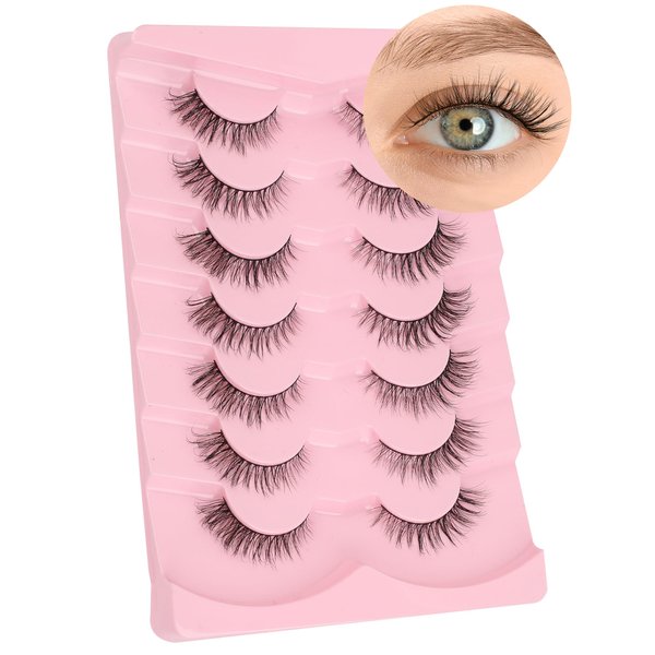 Lash natural wispy eyelashes, Frihappy false eyelashes, Wispy Strips, Faux Mink Lashes, black band lashes, 7 pairs, Frihappy 2024 lashes #Vega