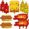 10Pcs Picnic BBQ Party Balloons Hamburger Hot Dog Ketchup Mustard Bottle Balloons for BBQ Picnic Cookout Summer Birthday Baby Shower Party Decorations Supplies