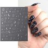 Metallic Moon Star Nail Stickers 8 Sheets Gold Silver Nail Art Stickers 3D Self-Adhesive Cloud Sun Star Nail Art Design Supplies Starlight Moon Charm Nail Decals for Women Acrylic Manicure Decoration