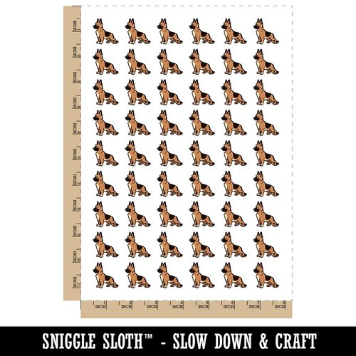 German Shepherd Standing Dog Temporary Tattoo Water Resistant Fake Body Art Set Collection - 54 1" Tattoos (1 Sheet)