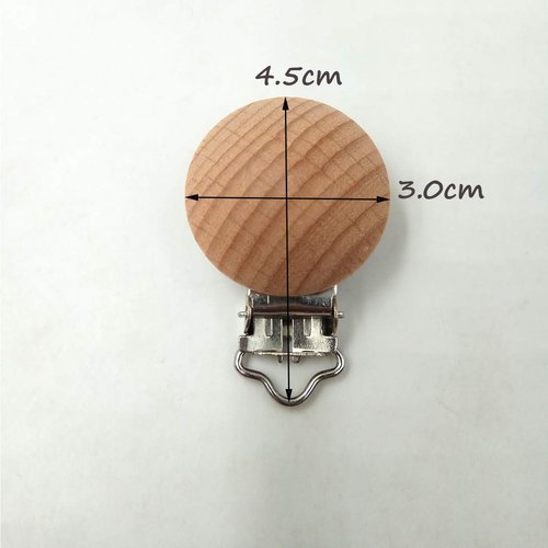 5pcs Natural Beech Wood Pacifier Clips Teething Grasping Toy Suspender Clips Charm Antique DIY Wooden Pacifier Chain Accessory (3cm/5pcs)