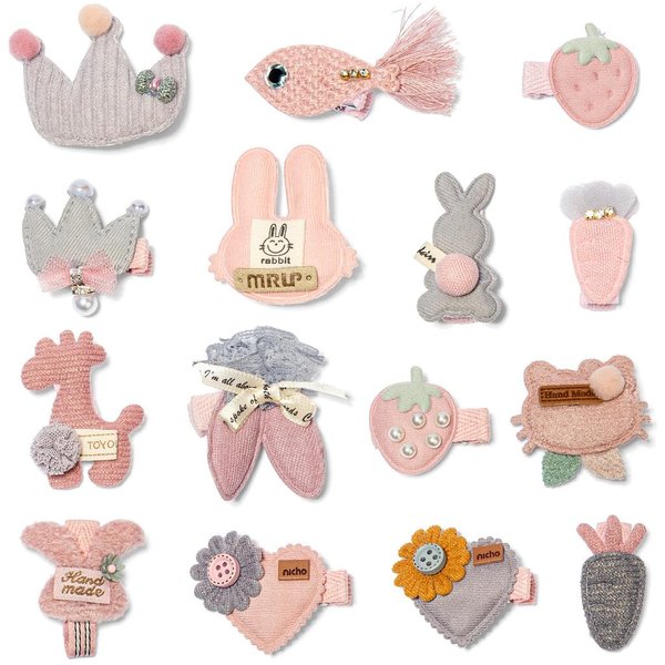Hair Clips for Girls Accessories - 15 Pcs Fabric Covered Non-Slip Alligator Clip, Hair Barrettes for Women, Gray & Pink Hair Accessories for Girls Toddler Kids & Teens