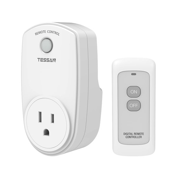 Remote Control Outlet, Wireless Electrical Outlet Plug Switch for Lights, Lamps, Fans, 100ft RF Range, 1200W (1 Remote + 1 Outlet)