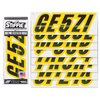 Stiffie Techtron Black/Yellow 3" Alpha-Numeric Registration Identification Numbers Stickers Decals for Boats & Personal Watercraft