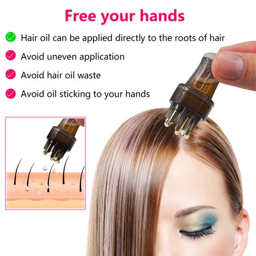 Hair oiling applicator, Hair oil applicator for scalp，Root comb applicator bottle, Scalp oil applicator,scalp massager hair growth, Ball Hair Oil Applicator Bottle（Transparent grey）