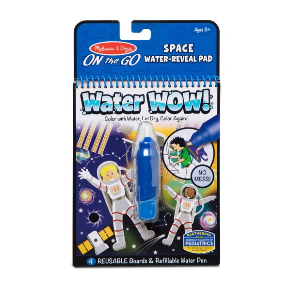 Melissa & Doug On The Go Water Wow! Reusable Mess-Free Water-Reveal Activity Pad – Space - Party Favors, Stocking Stuffers, Travel Toys For Toddlers, Mess Free Coloring Books For Kids Ages 3+