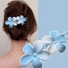 Vacaonio French Flower Hairclip for Women Large Acrylic Flower Alligator Hair Clip Claw Blue Flower Hair Clips Flower Non Slip Hairclips Barrette Flower Long Curly Hair Clip Decorative