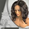 SOKU Short Bob Lace Front Wigs Synthetic 12 Inch Loose Wave Lace Front Wigs Middle Part Dark Brown Curly Wigs for Black Women Transparent Lace