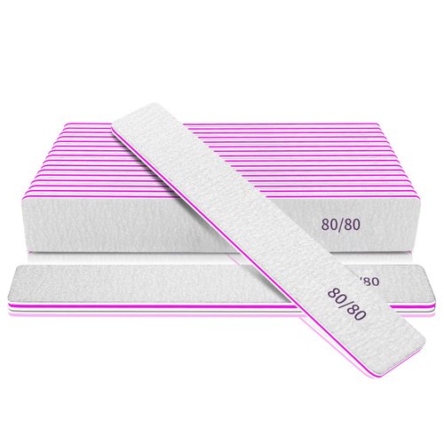 Professional Nail File Double Sided 80/80 Grit Nail Files Manicure Tools for Nail Grooming and Styling, 12 Pcs File Nail for Poly Nail Extension at Salon