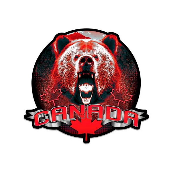 GT Graphics Express Canada Grizzly Bear - 5" Vinyl Sticker - for Car Laptop I-Pad - Waterproof Decal