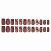 MISUD Press on Nails Short Square Fake Nails Glossy Glue on Nails Fall Brown Acrylic Nails Squoval Artificial Nails Autumn Leaf Stick on False Nails with Gold Foil Design 24 pcs