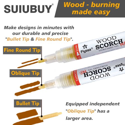 SUIUBUY 2 PCS Scorch Pen Marker, Wood Burning Pen Tool with Replacement Tip, Chemical Wood Burner Set for Burning Wood, Do-it-Yourself Kit for Arts and Crafts
