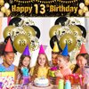 13th Birthday Decorations for Boys Girls Black and Gold Happy Birthday Yard Banner 18PCS 13th Birthday Confetti Balloons for Kids 13 Years Old Anniversary Birthday Party Supplies Outdoor Yard Decor