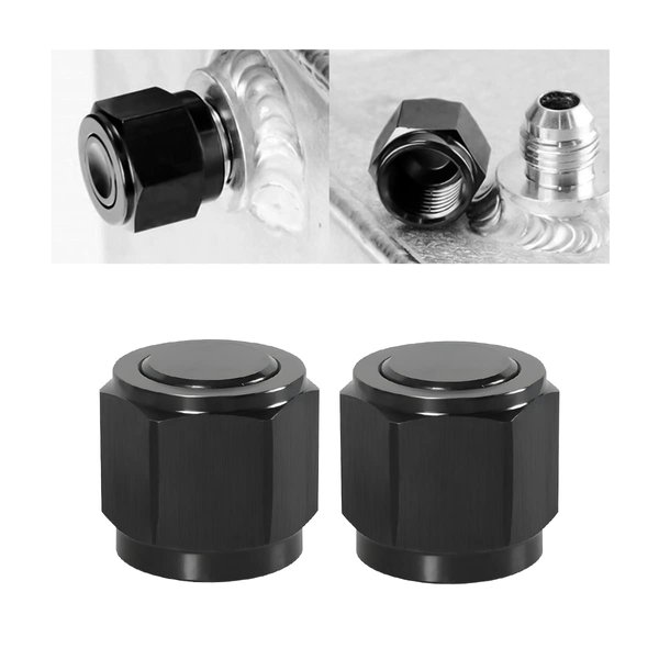 6AN Female Flare Cap Block Off Fitting Plug, 2PCS Aluminum Swivel Hex Head Nut Port Adapter, Automotive Modification Accessories for Fuel Oil Line