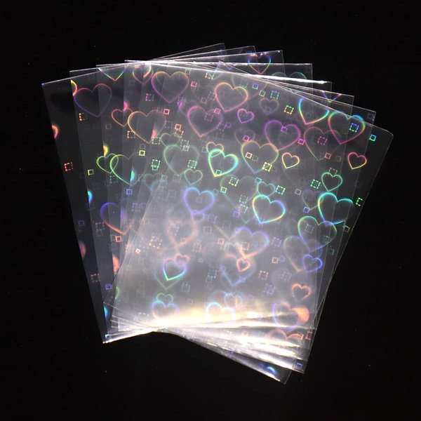 Black Lotus 100pcs/Lot Love Heart-Shape Laser Flashing Card Sleeves Trading Cards Film Magic Kpop Card Protector Holographic Foil Protective Cover (58x89mm)