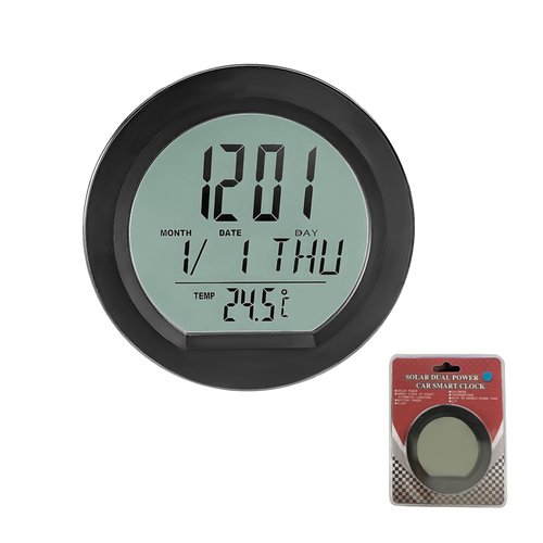 FSTURIOS Car Digital Thermometer Clock, Dashboard Clock with Backlight Fahrenheit Celsius Temperature Display, Mini Adhesive 24 Hour Format Time Clock Calendar for Car Truck Home