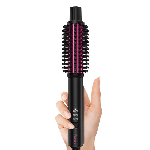 FARERY Mini Thermal Brush 3 Temperature Adjustable, Small Curling Iron Brush 1 Inch, Non-Blowing Heated Round Brush for Soft Curls, Travel Curling Wand Perfect for Short & Medium Hair, Dual Voltage
